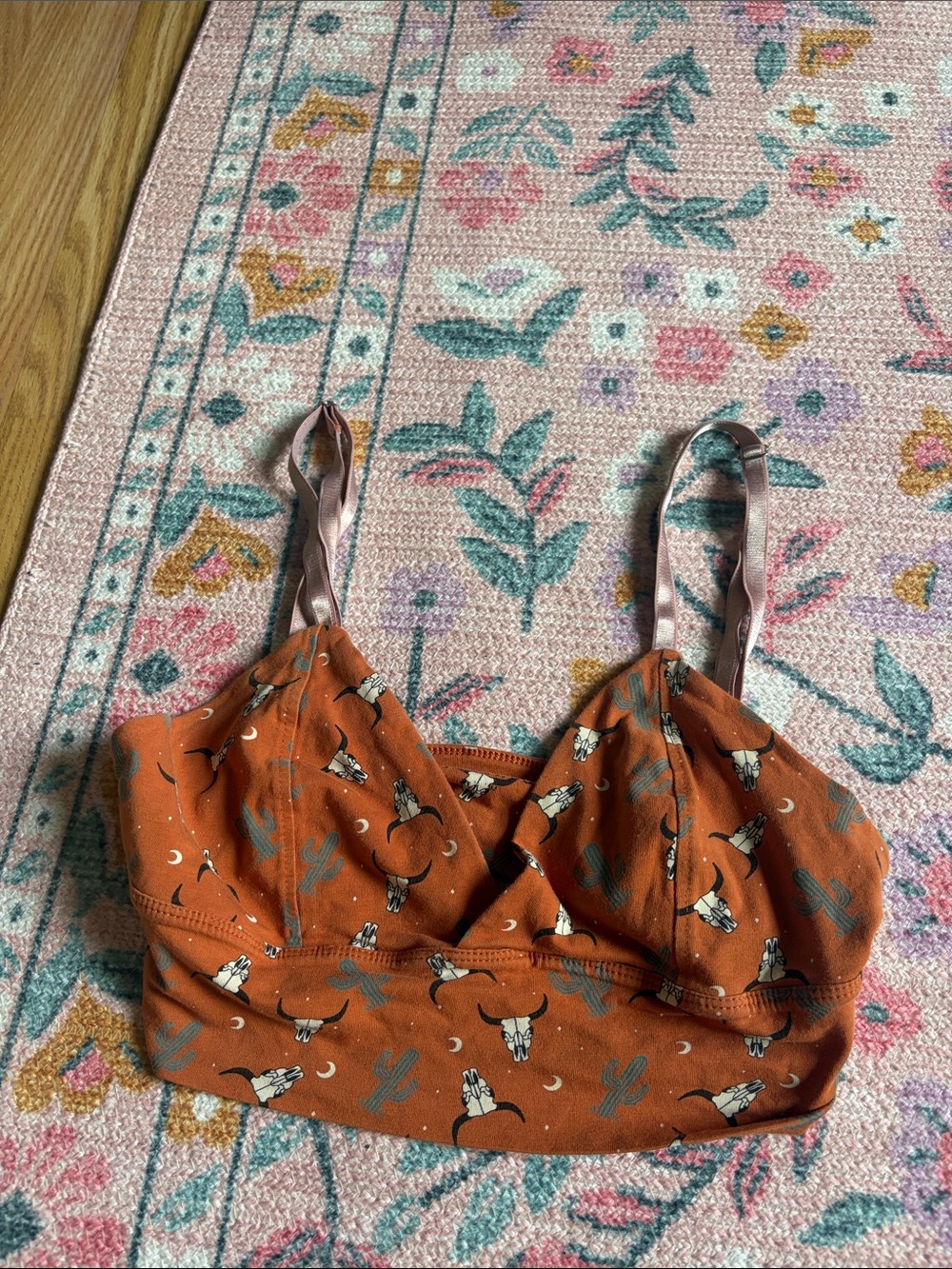 Western-Print Rust Bralette Bodysuit